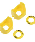22Mm Plastic Push Switch Button Protective Cover With Two Feet Design For Emergency Stop Yellow Warning Circle No More Misclicks Guard Fits 22Mm Push Switch 2 Pieces