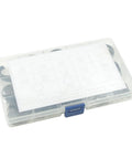 Clear plastic box of Pro Grade 310-Piece Round Wire C Clip Snap Ring Set with sizes for holes 7mm to 30mm