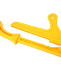 Two yellow plastic push sticks with ergonomic handles for precise cuts, part of Yellow Plastic Push Stick Safety Push Block Two Pack.