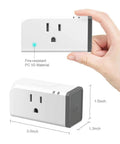 S31 Lite Smart Plug No Hub Required ETL Certified IFTTT Compatible in hand, showing size and fire-resistant material info