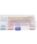 560 Piece Multicolor Jumper Wires Set, Solderless Breadboard Cables In 14 Lengths With Storage Box, clear top view of box.