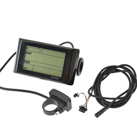 SW900 LCD Display Electric Bicycle Speedometer And Speed Counter 24 To 72V Wired Meter with cables and mounting bracket