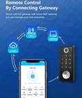 Remote management of Slick Smart Lock Electronic Deadbolt with App Key Digital Entry and Fingerprint Tech shown on smartphone.