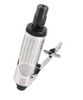 Heavy Duty Pneumatic Die Grinder With Lightweight Air Powered Build For Quick Cut And Detail Work In Tight Fits Featuring High RPM Spin And Rock Solid Quarter Inch Collet Grip Smooth Handle Layout For All Day Grind, close-up view.