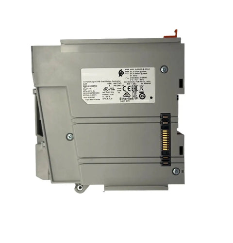 Hard Hitting 5069 L320ERM PLC Module with 2MB Enet Motion Controller sealed in box, side view of industrial design.