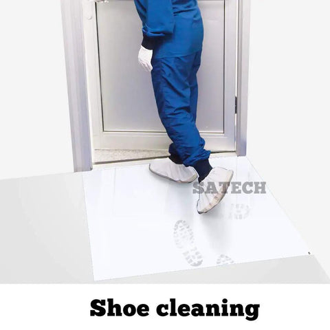 Keep The Floors Spotless With Heavy Duty Tacky Mats 24 By 36 Inches White Adhesive Roll Out Sheets for quick shoe cleaning.