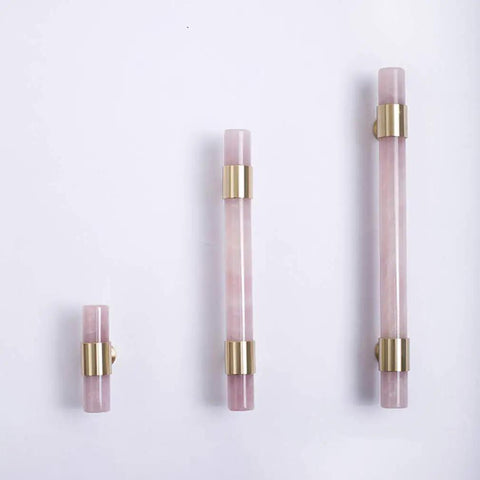 Clear Crystal Marble T Bar Cabinet Handles With Solid Brass Base Drawer Pull Knobs For Kitchen Bathroom Dresser And Closet Euro Style Furniture Hardware Upgrades Featuring A Slick Finish, three sizes displayed on white background.