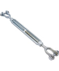 Close-up of turnbuckle from Backyard Zip Line Kit 120 Feet With Stainless Steel Spring Brake Trolley Slackline Gear Safety Harness And Heavy Duty Cable