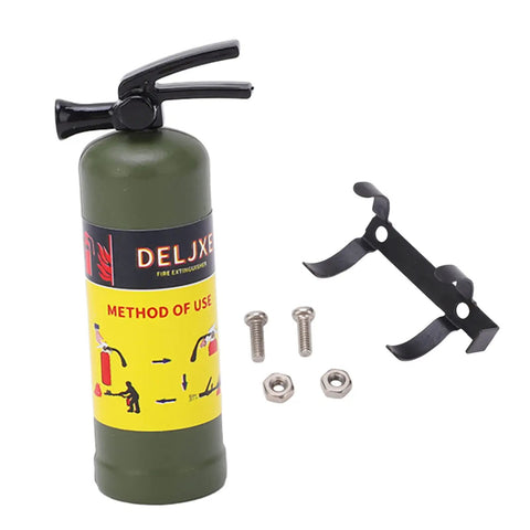 Kick Up Your Rig With This Realistic Mini Fire Extinguisher For Rc Cars Dead Simple Install And Lightweight Build Perfect For Axial Scx10 Wpl Mn Trail Trucks Straight Up Dope Look Green - Compact plastic fire extinguisher with mounting bracket and screws.