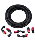 Pro 6AN To 3/8 Inch Fuel Line Hose Kit With Nylon Braided Steel Construction For Universal Car Install And Custom Builds Plus Extra Long 20 Foot Fuel Tubing Length, coiled hose and fittings