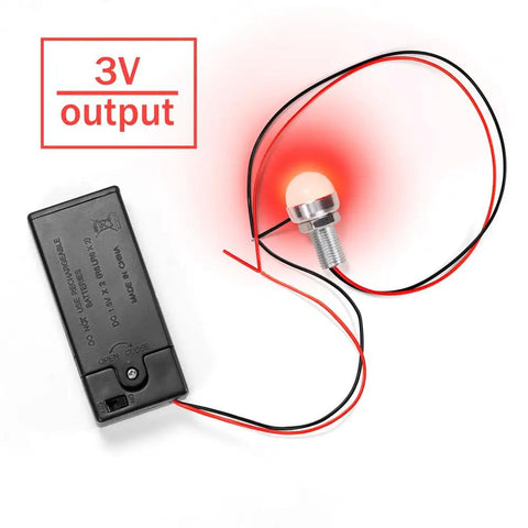 Shop Grade No Nonsense 3V AA Battery Holder Cases With Quick Connect Tinned Wire Leads And Snappy On Off Switch For Hassle Free DIY And Rapid Maker Builds, 3V battery case with LED light and tinned wire leads.