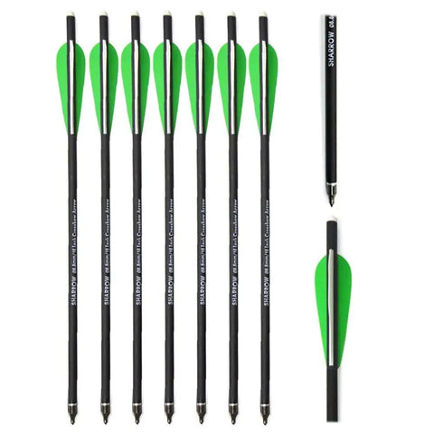 Carbon Crossbow Bolts Set With Screw On Tips And Quiver For Hunting And Target Shooting displayed in a lined arrangement