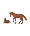 1/32 Scale Green Pickup Truck With Horse Trailer And Figures Farm Playset For Ages 3 Plus, brown horse and foal figures