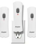 Auto On LED Rechargeable Flashlights 3 Pack For Home Power Outages Plug In Emergency Lights shown with prongs and outlet