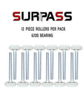 Heavy Duty Garage Door Hardware Kit With Reinforced Nylon Rollers And Bearings Rust Resistant Galvanized Hinges Top Brackets And Tough As Nails Wire Rope For 16x8 And 18x8 Double Doors Built To Last 100000 Cycles, featuring 12 piece rollers 6200 bearing pack.