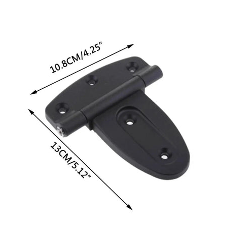 Sturdy T Shaped Plastic Light Duty Shed Hinge For Doors Cabinets And Barn Gates Strap Style Durable Hardware shown dimensions