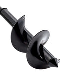 Bulb planting auger drill bit, side view, black metal, 4x12 in