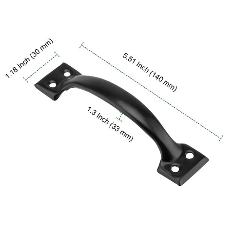 30 Pack Heavy Duty Black 6 Inch Cast Iron Gate Handle Set For Outdoor Fence Garage And Interior Doors with measurements shown