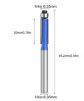 Top Bearing Flush Trim Router Bit 1/4 Inch Shank Nanometer Blue Coating For Woodworking Trimming High Heat Resistance tool dimensions displayed