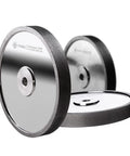 CBN Grinding Wheel 8 Inch By 1 Inch By 5/8 Inch Grit 600 For Sharpening High Speed Steel Woodturning Tools displayed in aluminum body
