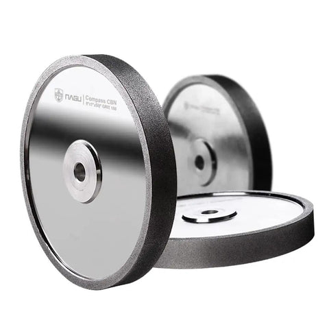 CBN Grinding Wheel 8 Inch By 1 Inch By 5/8 Inch Grit 600 For Sharpening High Speed Steel Woodturning Tools displayed in aluminum body