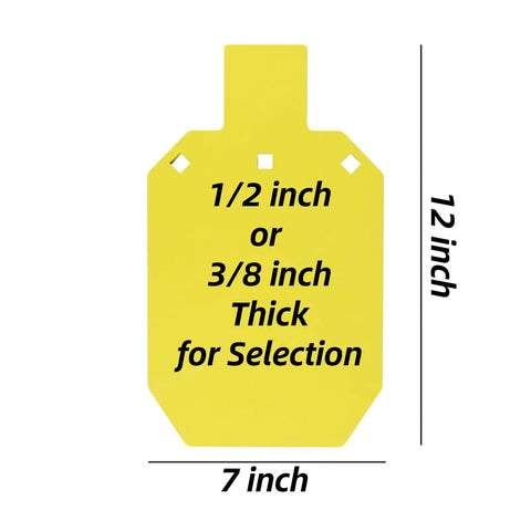 Ar500 Steel Silhouette Target 7 By 12 Inches Half Inch Thick For Rifle Practice shown in yellow with size annotation