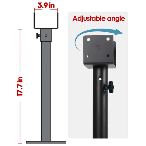 Two Pack 3.6 Inch 304 Stainless Steel Roof Riser Brackets For Patio Pergola, Built Tough Heavy Duty 18.25 Inch High Adjustable Riser Hardware In Black Finish For Outdoor Roof Support
