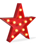 Star Shaped LED Light Sign For Wall And Mantel Battery Operated Red With 11 Warm White LEDs Easy Hanging Hooks Marquee Decor