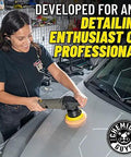 Person using TORQX Dual Action Random Orbital Polisher For Cars, Trucks And SUVs, Pro Grade Auto Buff Tool on car hood
