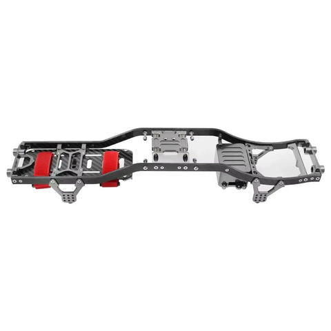 Beefed Up Carbon Fiber And CNC Metal RC Car Chassis Frame Upgrade For 1/10 Off Road Rock Crawler, 4mm Girder Construction, Red Body Kit