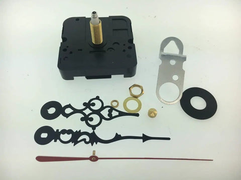 Battery Clock Movement Replacement Kit With 1 Inch Shaft For 5 By 8 Inch Dial showing components for DIY assembly