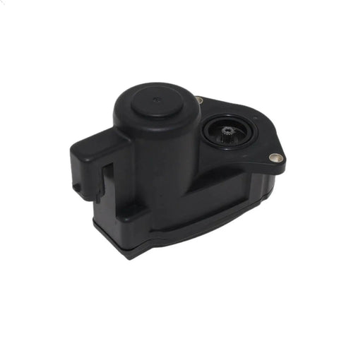Solid Tesla Model 3 Rear Parking Caliper Motor Upgrade Featuring Proven Left Right Servo Brake Actuator Pair side view displaying durable black housing.