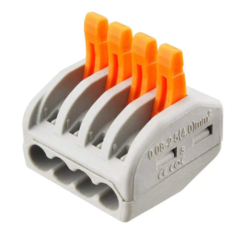 50 Piece Lever Wire Connectors Nuts Kit For 28-12 AWG Quick Disconnect Splicing With Insulated Terminals, 5 studs visible