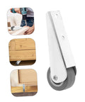 Galvanized Sliding Door Rollers And Quiet Caster Wheels For Barn And Wardrobe Doors, showcasing silver roller with gray wheel for easy installation.
