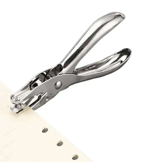 Mini Circle Hole Punch Set Dope For DIY Crafts And Tags 6mm 3mm And 1.5mm Holes handheld punch shown in use punching paper