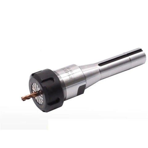 Top Tier R8 ER Collet Chuck Handle Kit With Secure Grip And Durability For Milling Lathe CNC Machining Jobs featuring taper shank and drill bit.