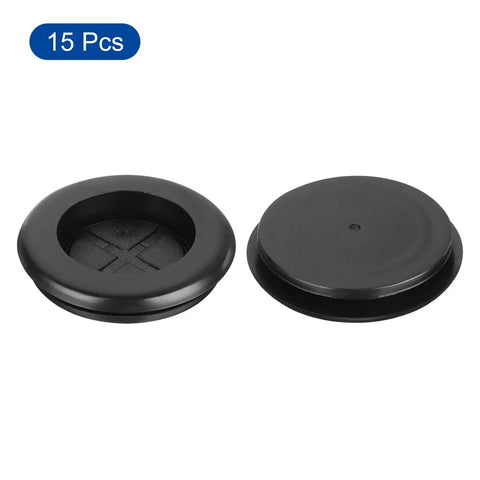 Top Shelf Rubber Grommet Plugs 15 Piece Set Keeps Cable Wiring Slick And Secure 1 Inch Inner Diameter, heavy duty black plugs.