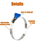 Two-pack 4-inch key-type 304 stainless steel worm-gear hose clamps, adjustable 91–114mm