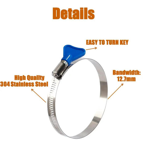 2 Pack 6 Inch Stainless Steel Worm Gear Hose Clamps Adjustable 130 to 152mm Beefy Heavy Duty Clamps with easy turn key