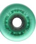 Close-up of 76mm 92A green light-up inline skate wheel, part of Light Up Inline Skate Wheels 72mm 76mm 80mm 92A PU Pack Of 4 Without Bearings For Street And Sliding Skates Green Led Light Up When Rolling Durable Solid PU For Late Night Skates, without bearings