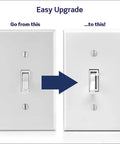 Toggle Slide Dimmer Switch For Dimmable LED, Halogen And Incandescent Bulbs, TSL06-1LW White, wall dimmer upgrade illustration