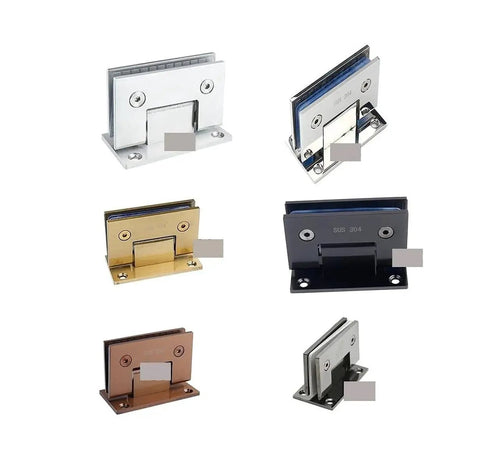 2 Pack 180 Degree Frameless Glass Door Hinge Set In 304 Stainless Steel Heavy Duty Hardware, various angles and finishes