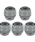 Five Pack Boss Grade 2 Inch NPT Nonmetallic PVC Flexible Conduit Connector Set With 180 Degree Bend, gray connectors for easy wiring.