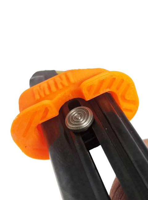 Mini Magazine Speed Loader Fits Ruger Mark I II III IV 22 45 And Browning Buck Mark 22LR Orange Quickie Loader close-up view