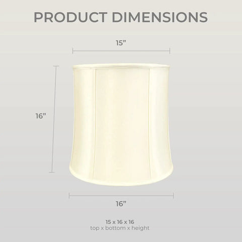 Eggshell Drum Lamp Shade 15 Inch Top Diameter 16 Inch Bottom Diameter 16 Inch Slant Height Silk Type Shantung Fabric Off White