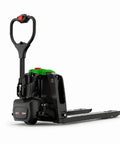Raelon F4 Electric Pallet Jack With 3300 Lb Capacity And Quick Swap Lithium Battery For Warehouse Forklift Jobs, compact black design with green control.