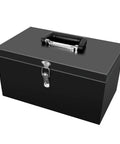 Tough And Compact Steel Metal Tool Box For Safely Storing Valuables, Key Documents, And Essential Garage Gear, Featuring A Lockable Design
