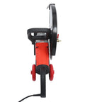 Heavy Grit High Output Electric Concrete Saw With 16 Inch Diamond Blade For Wet Dry Setup in red with black blade.