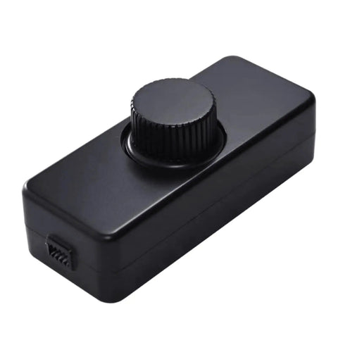 Inline LED Dimmer Switch 1 Gang for Table Lamps, Trailing Edge Rotary Dimmer, black rectangular design, easy install