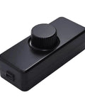 Inline LED Dimmer Switch 1 Gang for Table Lamps, Trailing Edge Rotary Dimmer in black with smooth knob for easy install